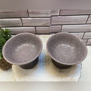 Signature 🐱 🐾 (2)Yoga cat screen embossed Elevated cat bowl Ancient Purple New